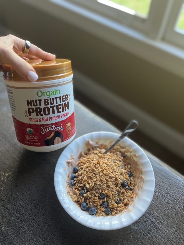 protein powder Greek yogurt bowl