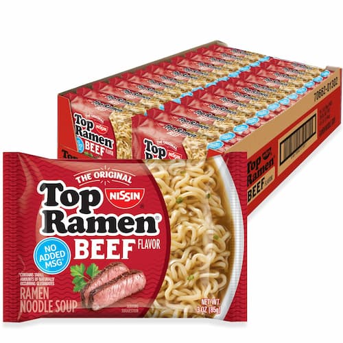 Nissin Top Ramen Noodle Soup, Beef 24-Pack