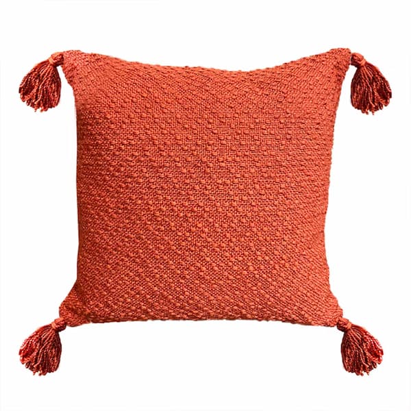 allen + roth Solid Orange Square Summer Throw Pillow